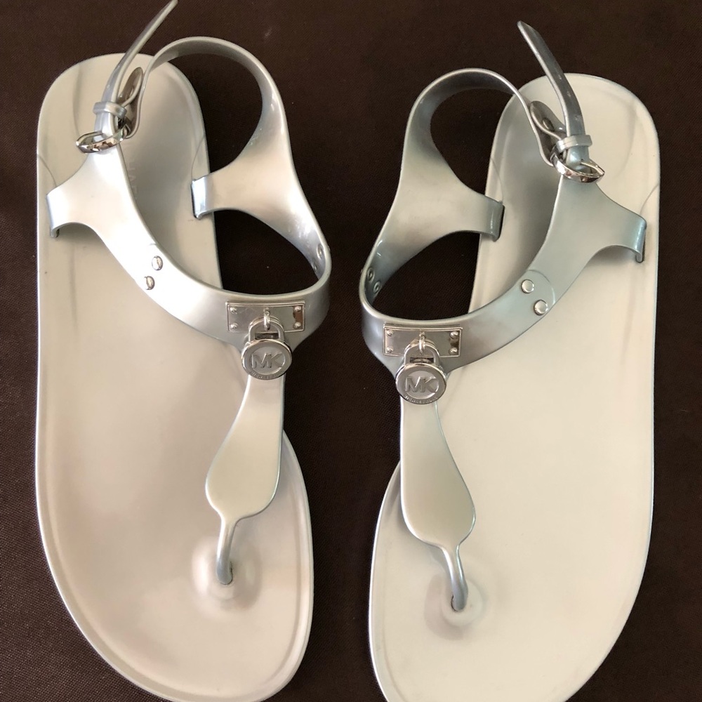 Silver Michael Kors jelly sandals